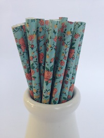 Green Floral  - Paper Straws